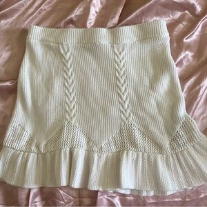 Nicole Miller Cream Cable Knit Ruffle Skirt